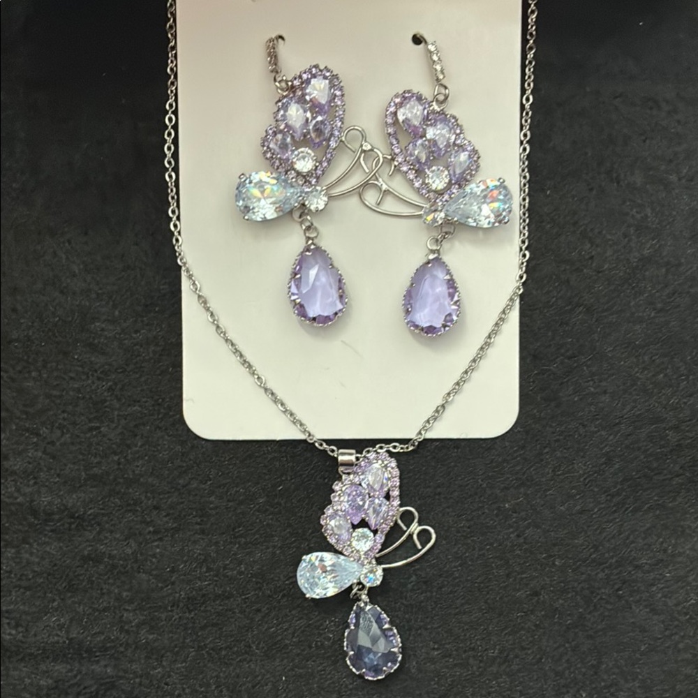 Elegant Silver and Purple Jewelry Set